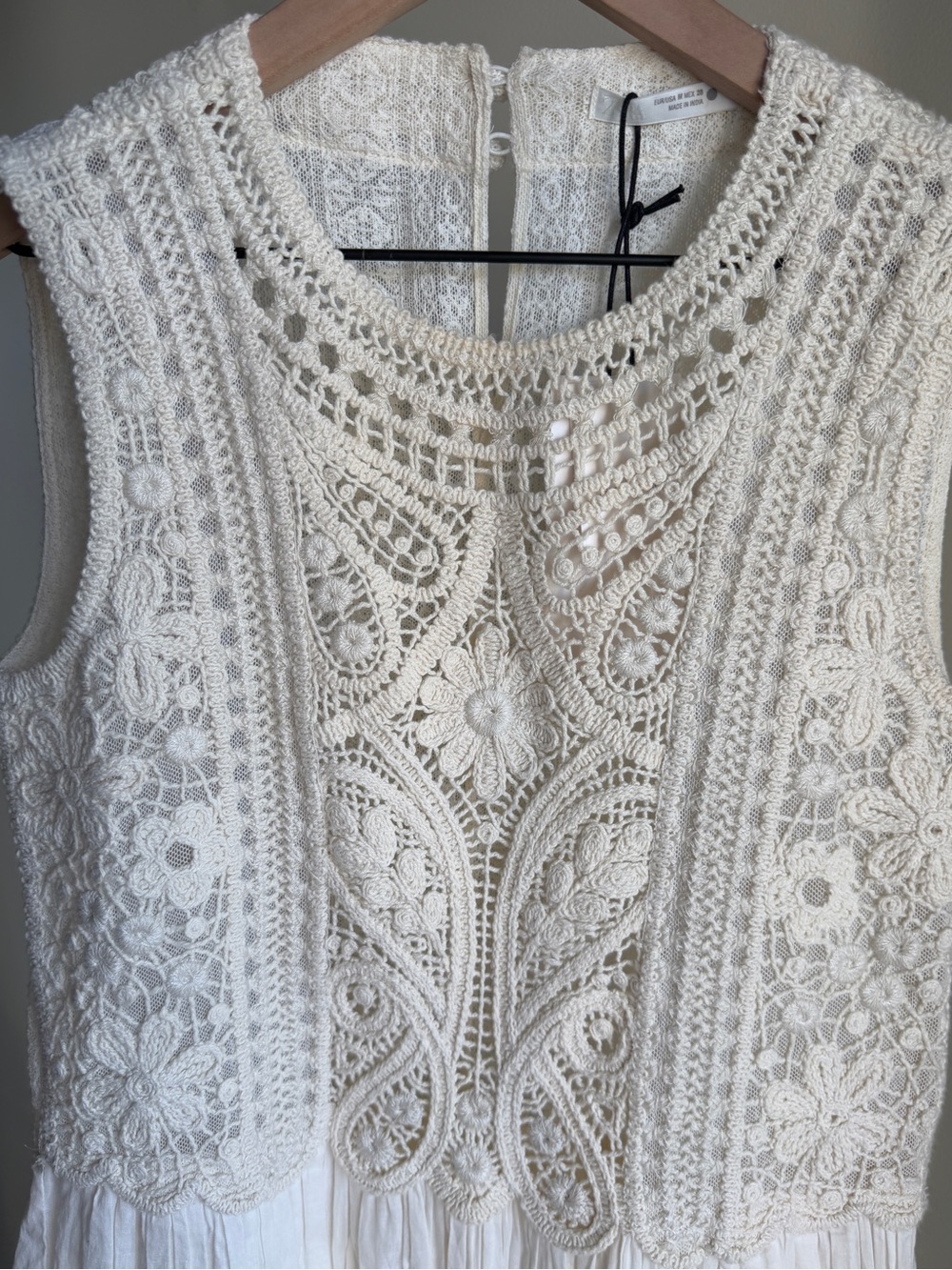 Zara ZW Collection Embroidered Lace Midi Dress Ecru Size M NWT - Picture 9 of 16